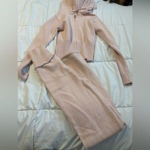 Cozy Pink Knit Hoodie and Pants Set
